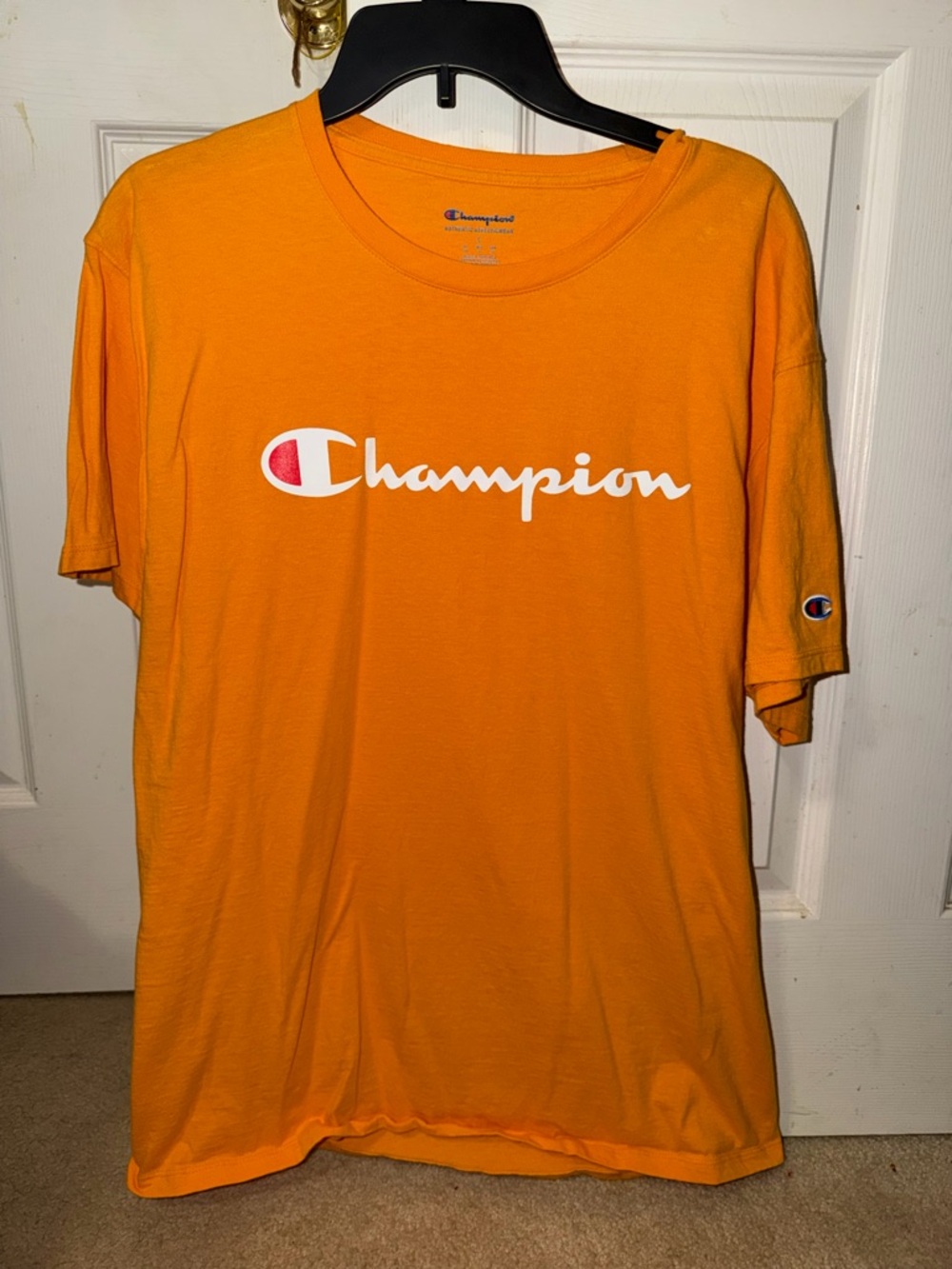 Champion Orange Short Sleeve Tee with White Logo